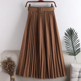 Fashion Elegant Vintage Pleated Elastic High Waist Long Women Summer Pink Maxi Skirt