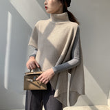 Winter Women Irregular Split Knit Sexy Solid Loose Sweater Cool Pullovers