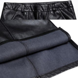 PU Leather Women Office Pencil Elegant Autumn High Waist Black Korean Style Knee Length Leather Skirt