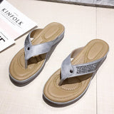 Women Slipper Pearl Flat Toe Bohemian Casual Beach Sandals Ladies Shoes Platform Sandalias De Mujer