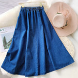 New Arrival Women Summer Denim Long Cotton Denim Material High Waist A-Line Skirt