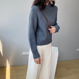 Winter O-Neck Long Sleeve Casual Women Solid Loose Sweater Cool Pullovers