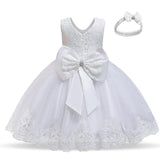 Baby Girls Christmas Dress Toddler Party Lace Princess Clothing Kids Girls Dress Match Headband