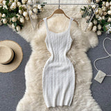 Sleeveless Tank Vintage Cable Knitted Bodycon Dress Party Night Club Sexy Mini Dress