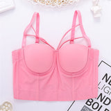 New Bodice Summer Top Sleeveless Short Sexy Push Up Crop Top Women Harajuku Off Shoulder Solid Camis With Built In Bra