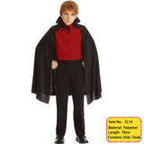 Adult Vampire Costume Capes Hooded Robes Black Red Deluxe Halloween Cloak Full Length