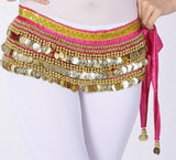 Multi-Rows Gold Coin Beads Belly Dance Skirt Wrap Gift Idea Dance Shows Party Night Out Shining Velvet Hip Scarf Skirt Dancewear