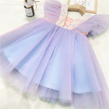 Girls Princess Party Tutu Sequin Bowknot Dress Kids Elegant Wedding Birthday Prom Gown Christmas Costume