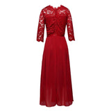 Lace Evening Party Maxi Dress Women Chiffon Vintage Robes Femme 3/4 Length Sleeve Spring 2022 Elegant Solid Long Prom Dresses