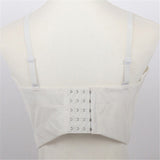Sexy Top Women Crop Top To Wear Out Bra Lace Beading Appliques White Push Up Bustier Corset Casual Tops