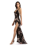 Sexy V-neck Suspenders Sequined Cockatiel Dresses Floor-length Prom High Split Backless Vesyidos De Fiesta Sleeveless Gown