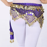 Women Sweet Bellydance Hip Scarf With Gold Coins Skirts Wrap Noisy Egyptian Dancing Hand Crocheted Bead Velvet Waist Belt