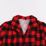 Red Plaid Short Sleeve Cotton Robe Pin Up Swing Checked Print Vintage 50s 60s Dresses