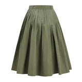 50s Swing Women Skirt With Belt Elegant High Waist Pleated Party Long Skirts Casual A-line Skater Faldas De Mujer Femininas