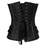 Steampunk Vintage Black Spiral Steel Bone Embroidery Overbust Buckle Corset Waist Trainer Bustier