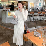 Autumn Winter O-neck Twisted Long Knit Dress Women Casual Loose Thick Sweater Dress Female Knitted Vestidos