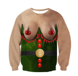 Ugly Christmas Sweater 3d Antler Print Novelty Ugly Christmas Sweater Unisex Men Women Long Sleeve Pullover Jumpers Sweater