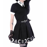 Streetwear Witch Skirts Moon Print Harajuku Punk Rock Y2K Summer Women High Waist Grunge Pleated Mini Skirt for Gothic Girls