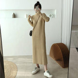 Autumn Women Bodycon Turtleneck Sheath Sweater Dress Female Knitted Cotton Long Sleeve Casual Midi Dress