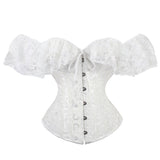 Women Bridal Short Sleeve Victorian Retro Burlesque Lace Corset and Lingerie Bustiers