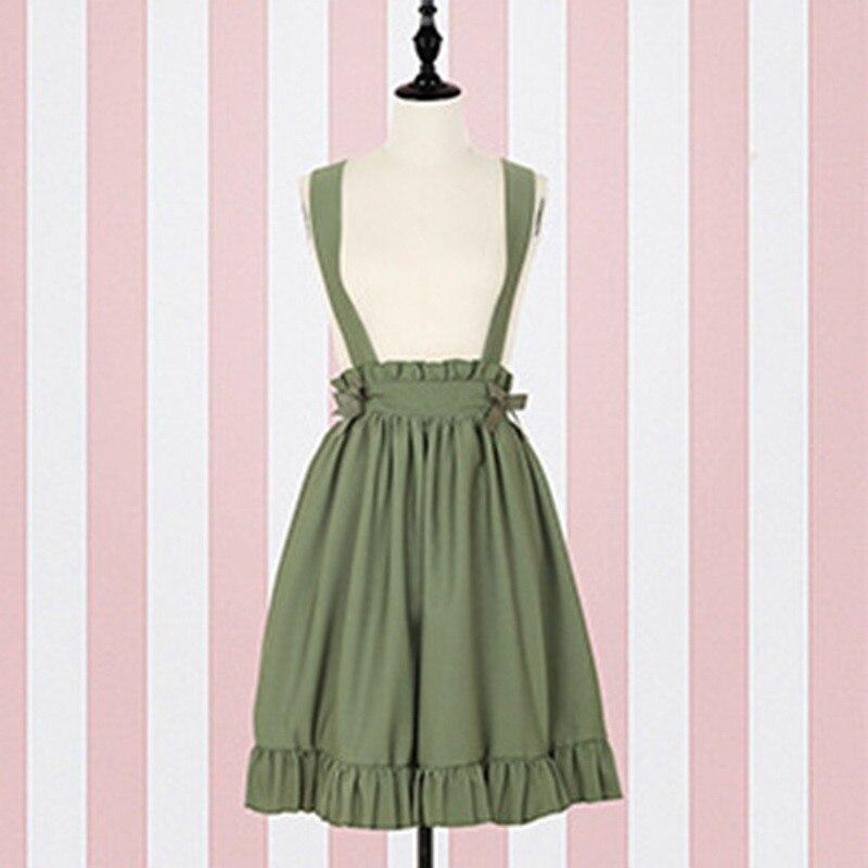 Womens Two Piece Set Peter Pan Collar Short Sleeve Blouse Ruffles Patchwork Mini Strap Pleated Sweet Style A-Line Green Skirt