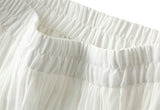 Summer A-Line Stretch High Waist Women Solid Color White Lace Hem Summer Long Skirt