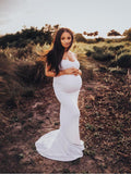 Pregnant Woman Photo Shoot Formal Dress Sleeveless Low-cut Trailing Evening Dress Mercerized Cotton Pregnant Dress