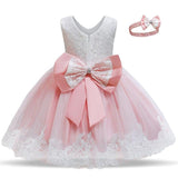 Baby Girls Christmas Dress Toddler Party Lace Princess Clothing Kids Girls Dress Match Headband