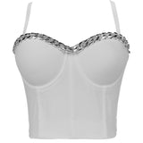 Crop Top To Wear Out Silver-Plated Chain Corset Top Nightclub Sexy Tops Women Bra Push Up Bustier