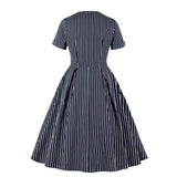 1950s Black White Striped Cotton Short Sleeve Robe Pin Up Elegant Vintage 50s 60s Retro Dresses