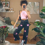 Black Woman Jeans High Waist Jeans Harajuku Trousers Clothes Wide Leg Denim hole Blue Streetwear Fashion Vintage loose Pants