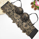 Crop Top Bronzing Lace Sexy Corset Party Cups Short Off Shoulder Women Camis Cropped Built In Bra