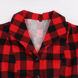 Gingham Vintage Dress Elegant Women Turn Down Collar Button Up Rockabilly 50s Style Red Plaid Cotton Dresses with Belt