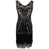 1920s V Neck Colorful Beaded Fringe Dress Great Gatsby Roaring Speakeasy Party Costume