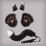 Fox Costume Set Fox Ears Tail Paw Gloves Animal Fancy Costume Kit Accessories for Adults Halloween Cosplay Costumes