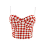 Crop Top To Wear Out Bra Plaid Women Tops Sexy Nightclub Corset Summer Push Up Bralette Tops