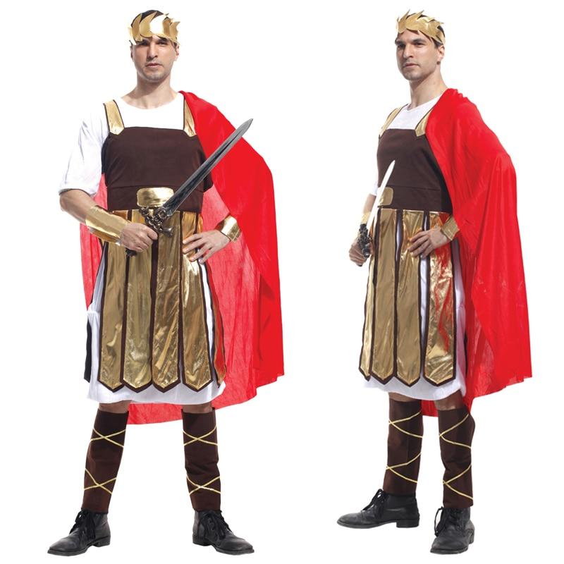 Halloween Adult Men Greek Roman Warrior Costume Knight With Cape Male Women Party Carnival Fancy Dress Up