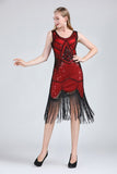 1920s Great Gatsby Flapper Dress V Neck Sleeveless Embellished Sequin Beaded Fringe Dress Vestidos