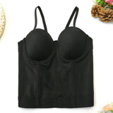 Winter Long Sexy Corset With Cup Wedding Women Camis Built In Bra Crop Top Push Up Breast