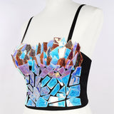 Sexy Shiny Sequins Women Camis Cropped Nightclub Party Show Winter Corset Crop Top To Wear Out Push Up Bustier Bra