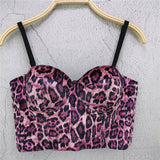 Crop Top Women Autumn Leopard Sexy Top Underwear To Wear Out Vest Push Up Bralette Bra Corset Tops