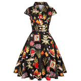 Christmas Women Vintage Dress Black Holiday Summer Dresses Plus Size Pin Up Print Retro 50s Rockabilly Party Sundress Vestidos