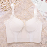 Short Sexy Crop Top Women Harajuku Backless Solid Cami Top With Built In Pointed Cup Bra Push Up Bralette
