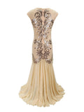 1920s Tulle Evening Dress Beaded Embroidery Retro Floor-length Prom Gown V-neck Mermaid Great Gatsby Party Dress