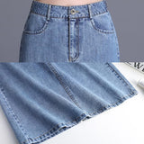 Summer Women Office Lady High Waist Bodycon Straight Jeans Denim Skirts