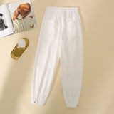 Plus Size Women Summer Casual Sweatpants Simple Style Elastic Waist Loose Thin Harem Pants