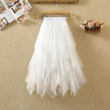 Women A-Line Mesh High Waist Solid Tutu Casual Skirt Slim Streetwear