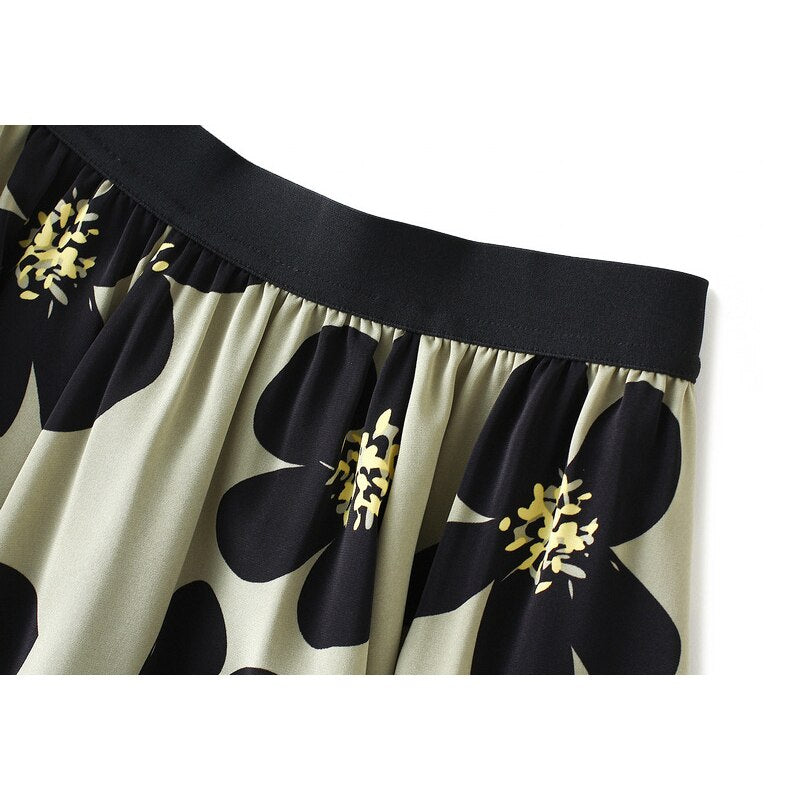 Floral Printed Woman Skirt Summer New Korean Ins Fashion Temperament Gentle Vintage Slim Versatile High Waist Female Skirt