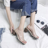 Fashion Summer PVC Open Toed High Heels Women Transparent Sandals Slippers Pumps Big Size