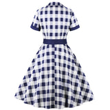 2022 Summer Casual Plaid Women Swing Dress Red Gingham Rockabilly Cotton A Line Sundress Pin Up Vintage Shirt Flare Dresses XXL